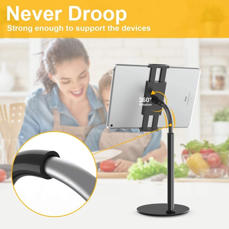 Hold Up حامل جهاز لوحي وهاتف، قاعدة مكتبية قابلة للتعديل تدور 360 درجة متوافقة مع آيباد / آيفون / نينتندو سويتش / سامسونج جالاكسي تابز / كيندل / قارئ الكتب الإلكترونية والمزيد - Image 5