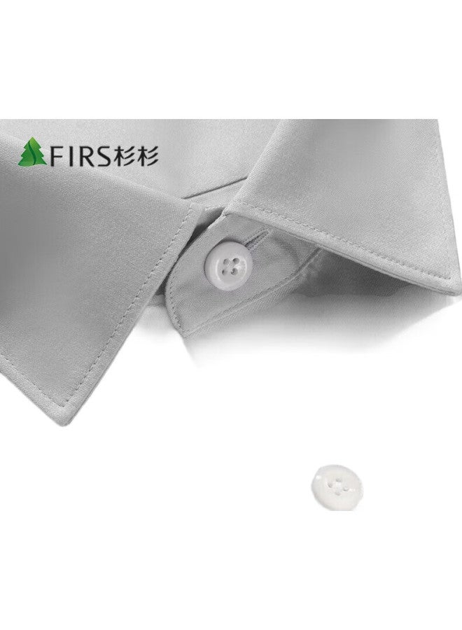 FIRS Men'S High-End Business Long Sleeve Shirt Grey 43【200 Stitches Dp Non-Iron】【Full Body Seam Lining】 - Image 2