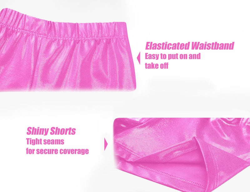 Jinhiteam Girls Leotards for Gymnastics Size 7-8 Years Old Sleeveless Tank Sparkly Pink Heart Gym Leos with Shorts - Image 3