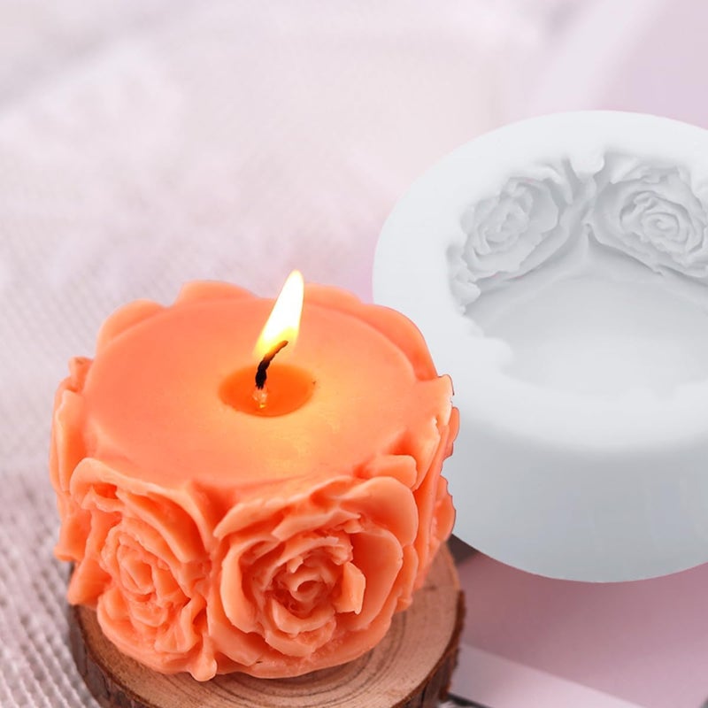 Smello Rose Flower Column Candle Molds Valentine's Day Cylinder Resin Casting Mold for Candle Making Resin Casting Silicone Mold for DIY Candle Making Polymer Clay Craft Plaster (SCM - 138) - Image 5