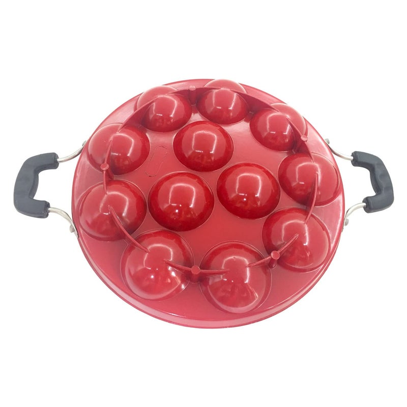 DBY Appam Pan Non Stick Appam Patra 12 Pits Appam Maker Aebleskiver Paniyaram Stuffed Pancakes Poffertjes Pastry Takoyaki Octopus Balls Appachetty with 2 Side Handle And Stainless Steel Lid - Image 4