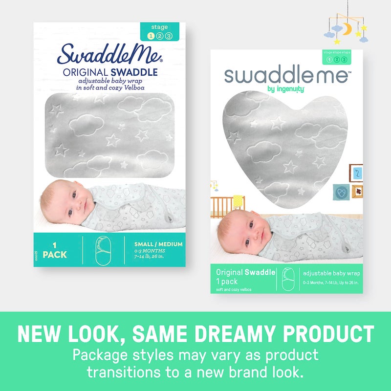 SwaddleMe by Ingenuity Original Swaddle - Size Small/Medium, 0-3 Months, 3-Pack (Starry Night) - Image 5