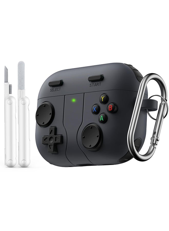 O Ozone Silicone Case for AirPods Pro 3 Case (2025) Cover with Cleaner Kit, Classic Handheld Game Console Design Soft Skin Silicone Protective Case -Black - Image 1