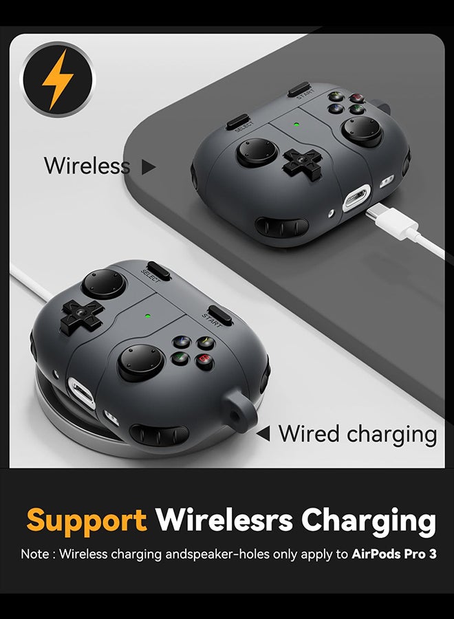 O Ozone Silicone Case for AirPods Pro 3 Case (2025) Cover with Cleaner Kit, Classic Handheld Game Console Design Soft Skin Silicone Protective Case -Black - Image 4