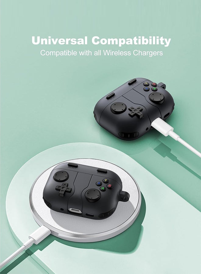 O Ozone Silicone Case for AirPods Pro 3 Case (2025) Cover with Cleaner Kit, Classic Handheld Game Console Design Soft Skin Silicone Protective Case -Black - Image 5