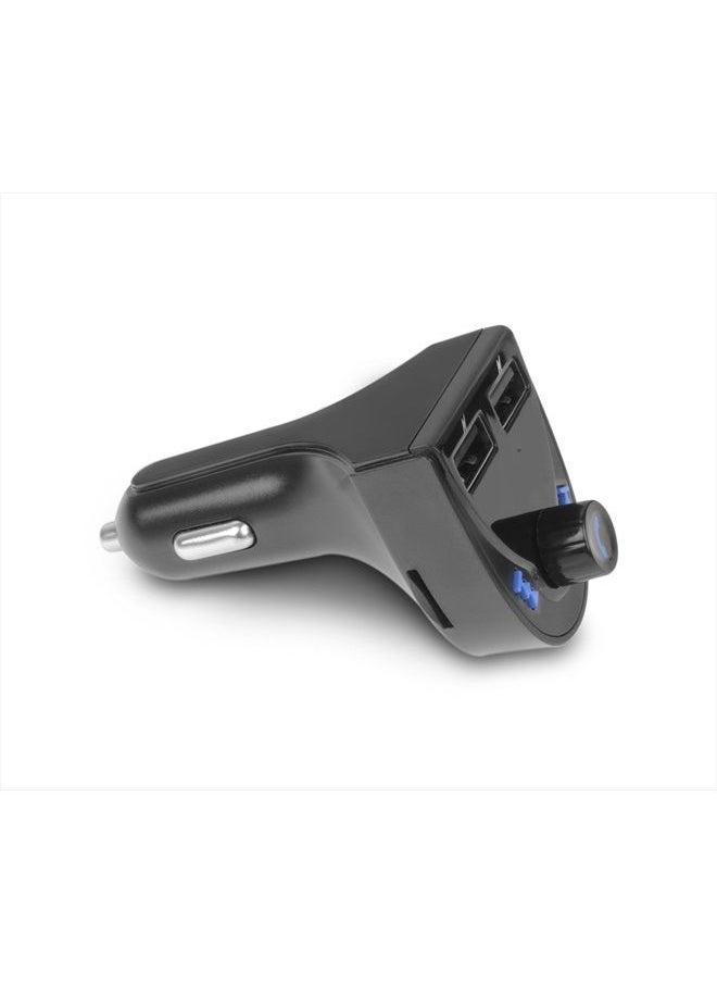 Aluratek Bluetooth Car Audio Receiver and FM Transmitter with Mic for Hands-Free Calls (ABF01F), Blue  - Image 1