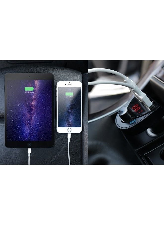Aluratek - Bluetooth Car Audio Receiver and FM Transmitter with Mic for Hands-Free Calls (ABF01F), Blue - Image 1