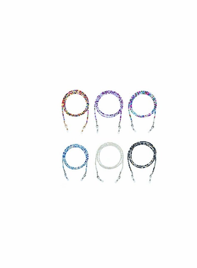 Face Mask Lanyards, 6PCS Mask Necklace Holders, Around Neck Beaded Eyeglass Neck Chains, Strap Colorful Bead Mask Anti-Lost Strap, Or for DIY - Image 1