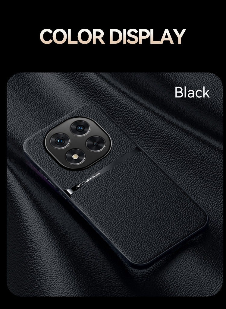 Phone Case Cover Leather TPU Back Case Cover shock resistant Compatible with Redmi Note 14 Pro 4G ( Black ) - Image 5