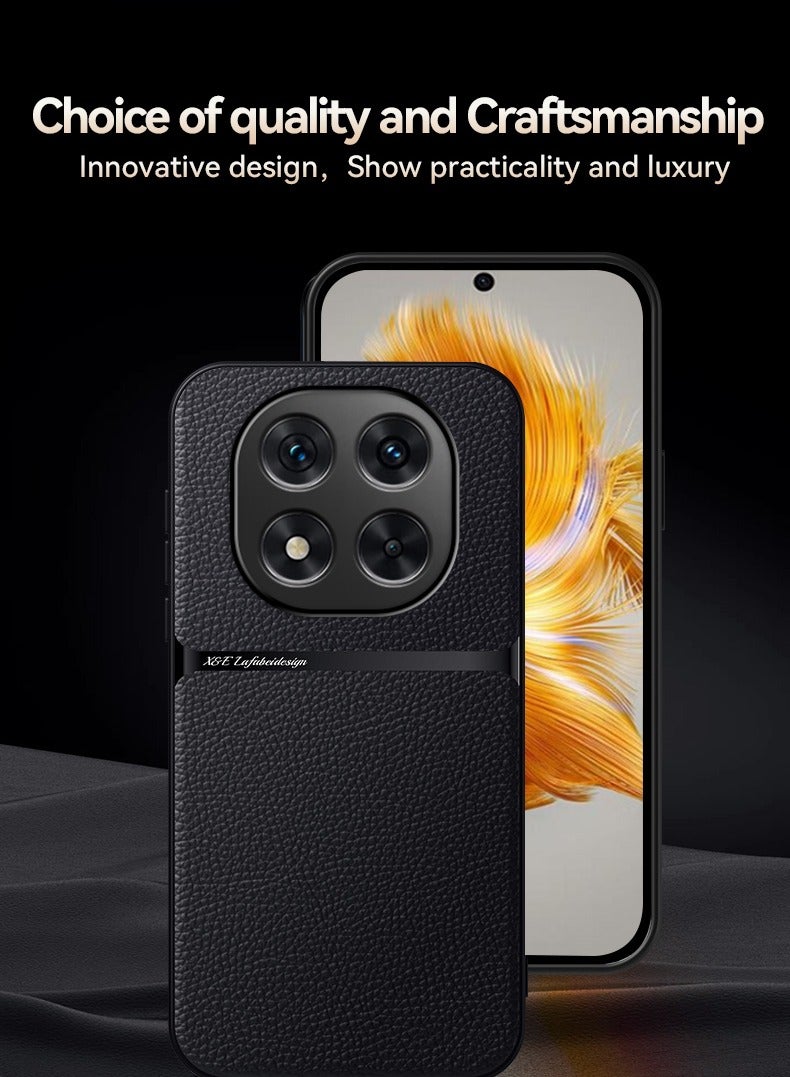 Phone Case Cover Leather TPU Back Case Cover shock resistant Compatible with Redmi Note 14 Pro 4G ( Black ) - Image 3