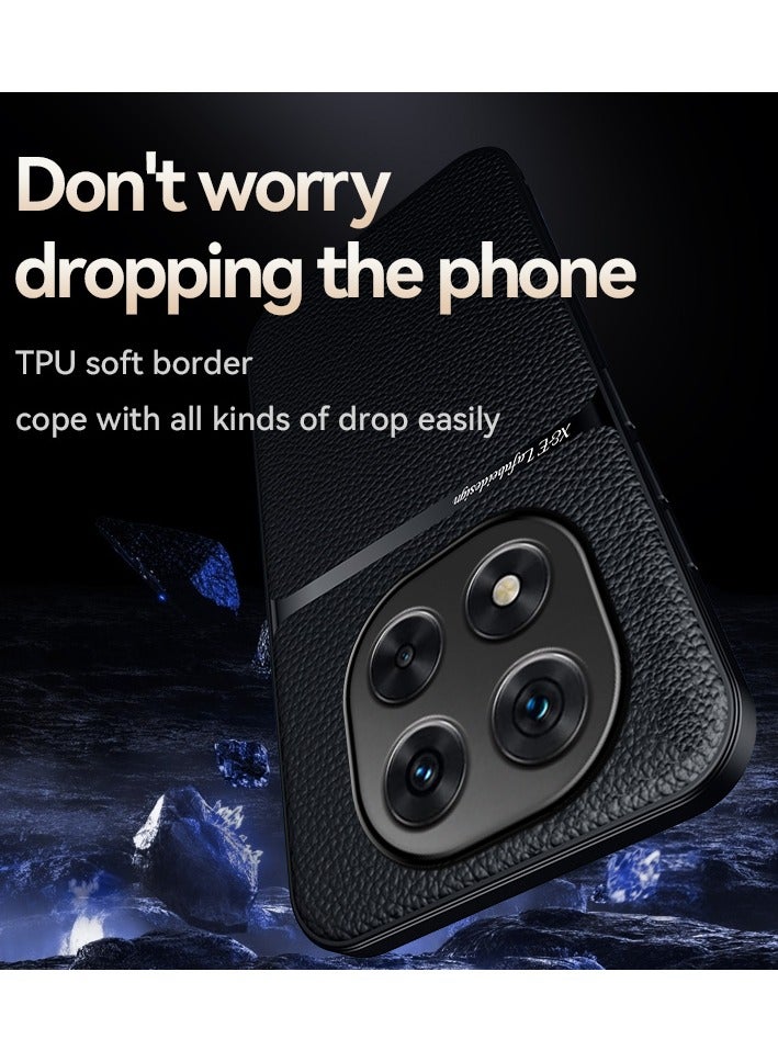 Phone Case Cover Leather TPU Back Case Cover shock resistant Compatible with Redmi Note 14 Pro 4G ( Black ) - Image 4