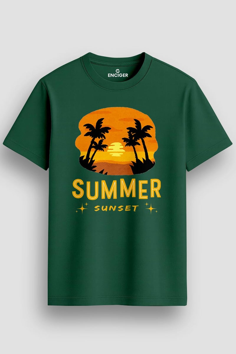 ENCIGER Men's Cotton Graphic Printed T-Shirt Combo (Pack of 3) – Summer Theme | Casual Round Neck Half Sleeve Tees (Green Grey Yellow, XL) - Image 5