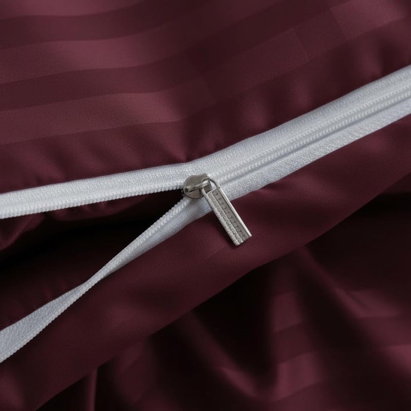 bedding zone Multi-Colored Luxury Stripe Duvet Cover - Maroon - Image 4