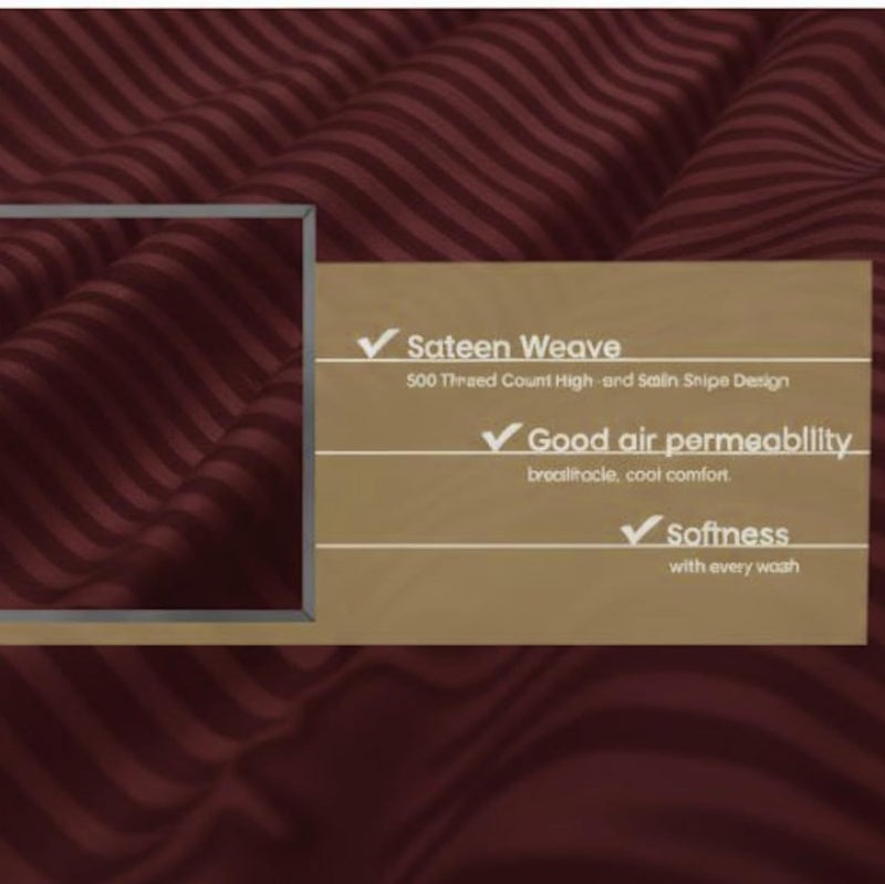 bedding zone Multi-Colored Luxury Stripe Duvet Cover - Maroon - Image 3