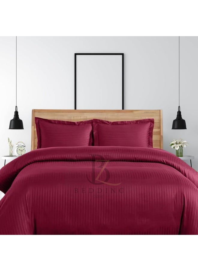 bedding zone Multi-Colored Luxury Stripe Duvet Cover - Maroon - Image 2