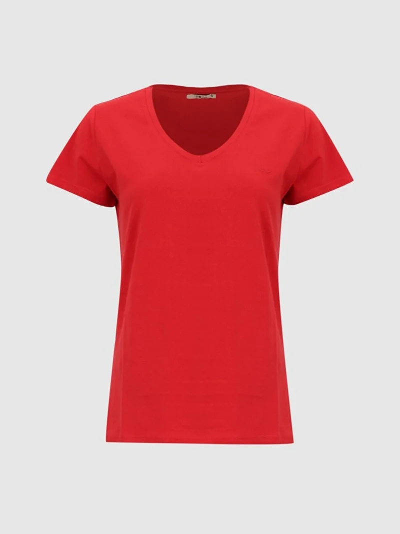 ال تي بي Women's Basic V Neck Red T-shirt