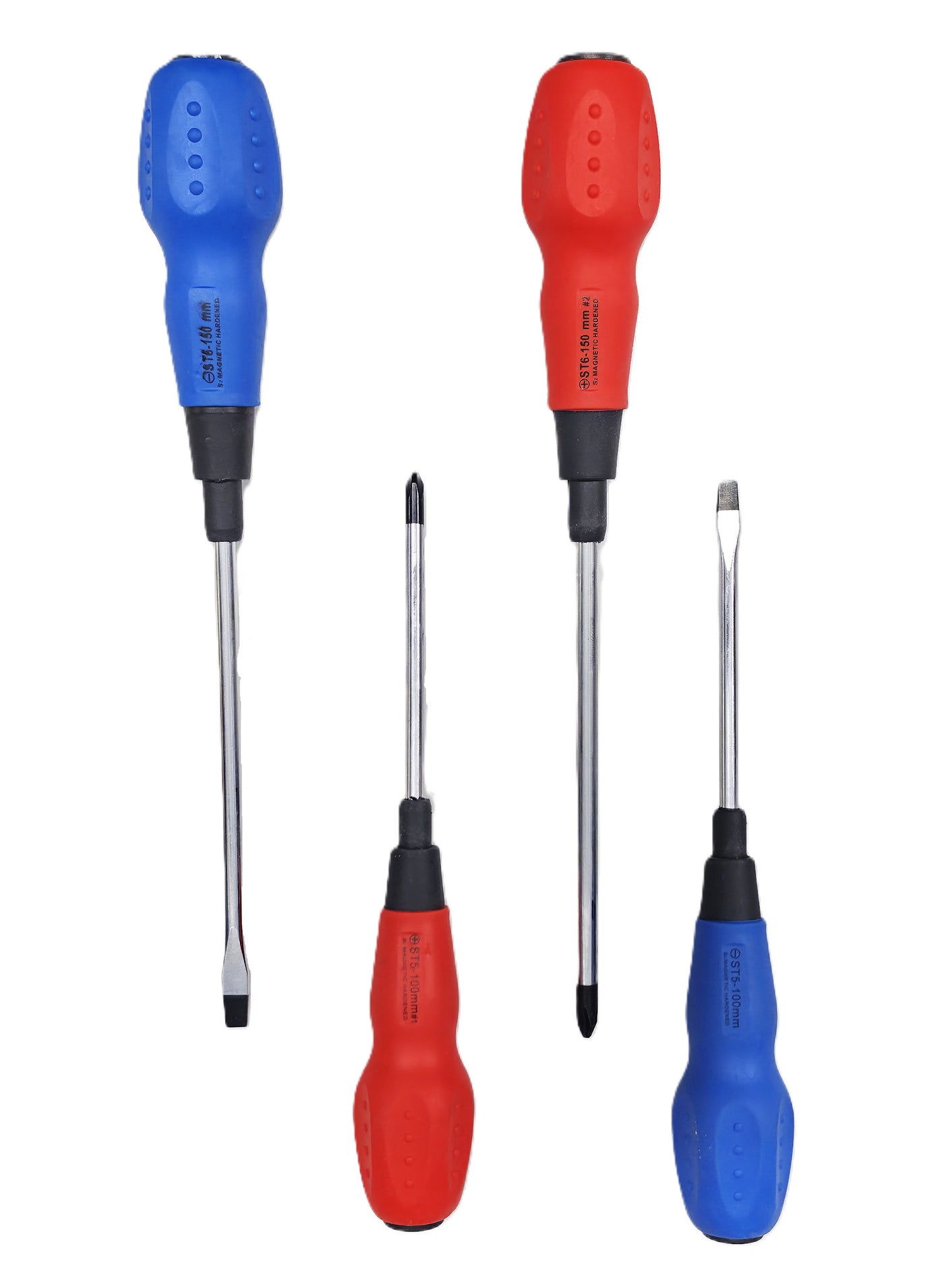 Jetech 4-Piece Screwdrivers Set with Chrome Vanadium Nickel Steel Tip, 2 Phillips and 2 Slotted Tips, Professional Cushion Grip Screwdriver Set with High Torque - ST-4PCS-SET