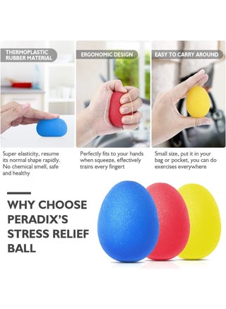 Hand Grip Strength Trainer, Stress Relief Ball for Adults and Kids, Wrist Rehab Therapy Hand Grip Equipment Ball Squishy - Set of 3 Finger Resistance Exercise Squeezer - view 3