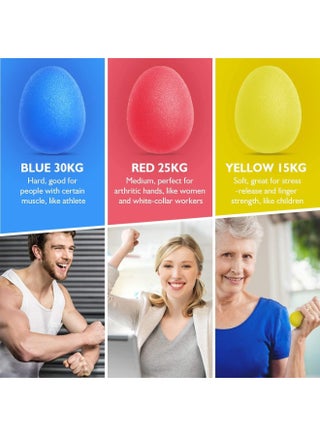 Hand Grip Strength Trainer, Stress Relief Ball for Adults and Kids, Wrist Rehab Therapy Hand Grip Equipment Ball Squishy - Set of 3 Finger Resistance Exercise Squeezer - view 5