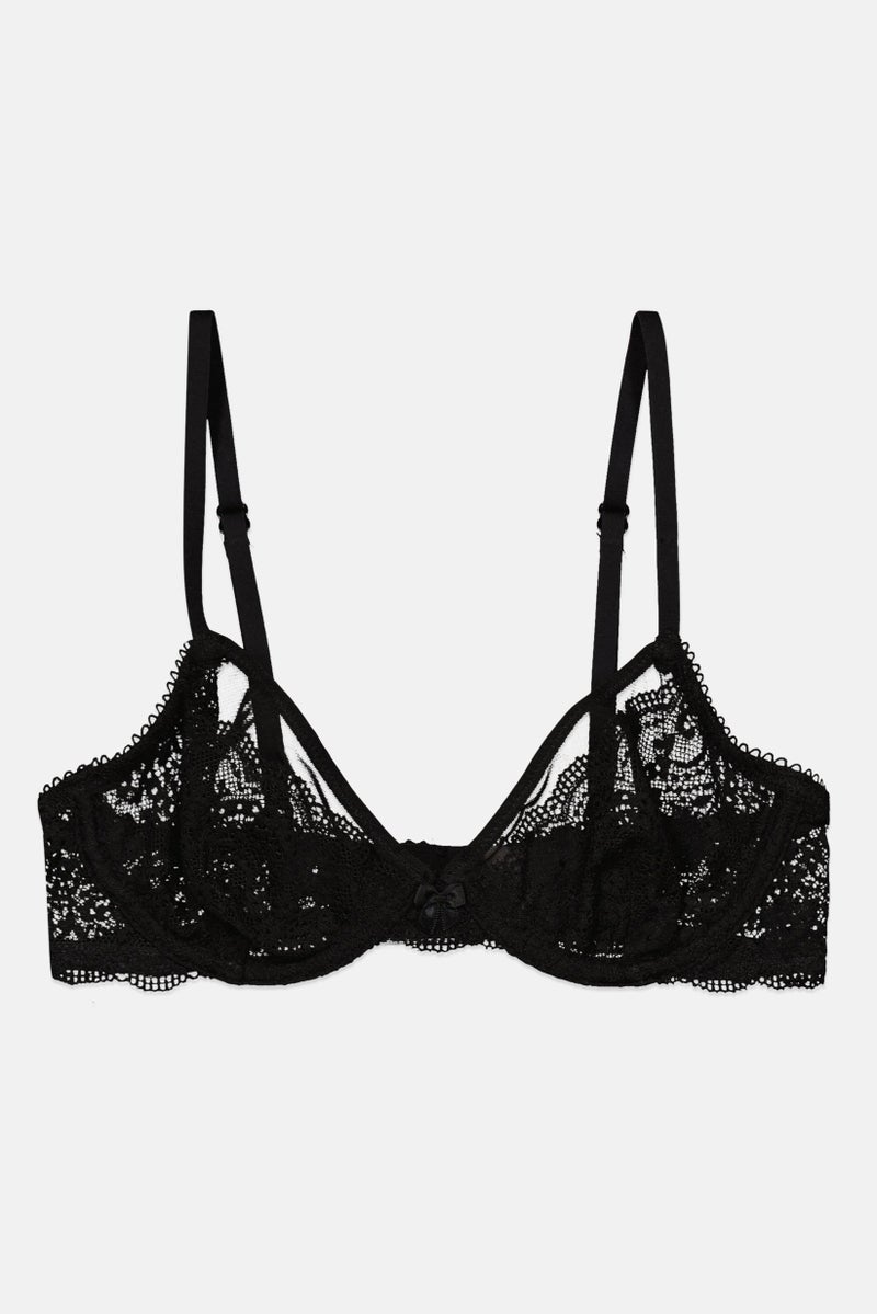 Cotton On Women Textured Underwire Non Padded Bra, Black - Image 1