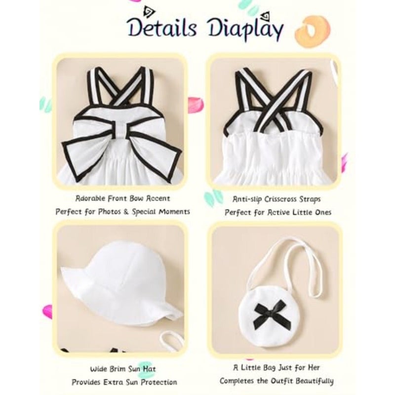 Renotemy Baby Girl Summer Dress Casual A Line Camisole Dress Bohemian Hawaiian Resort Dress 3 Piece Girls Clothing Set 3M-3T - Image 5