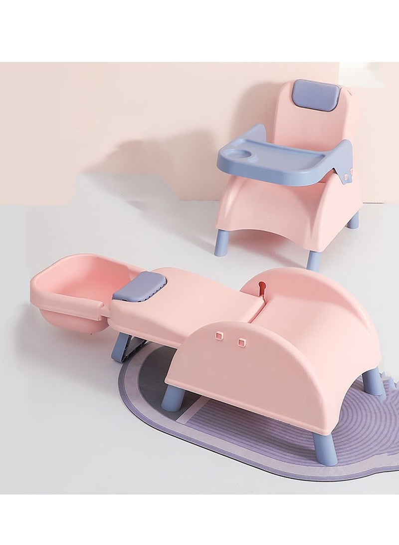 Arabest كرسي شامبو للأطفال كرسي استحمام قابل للطي أداة غسل الشعر المنزلية كرسي استحمام للأطفال في المنزل (وردي) - Image 1