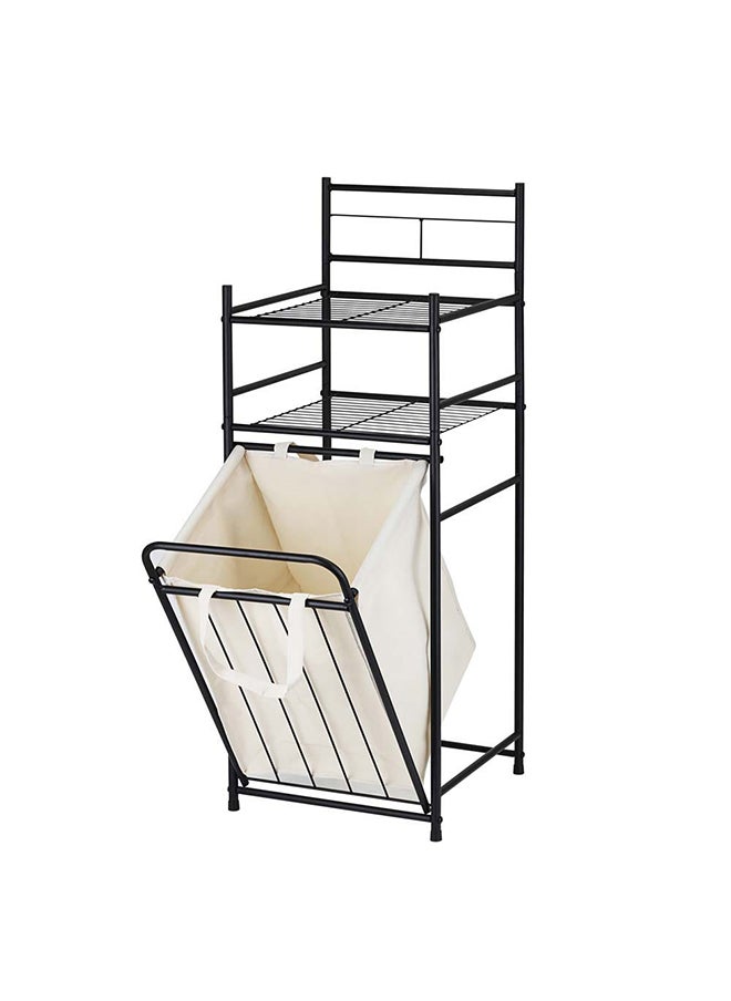 DANUBE HOME - Oliver Metal Towel Hamper With Fabric Bag Black 37.5 X 35.5 X 103.5H Cm - Image 1