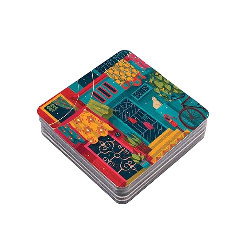 TAJNAN Indian Art Printed Coaster Set of 6 Beautiful Wooden Coasters with Plastic Coating Proper Coaster Stand Designer (taj-Coaster-auto-h) - Image 4