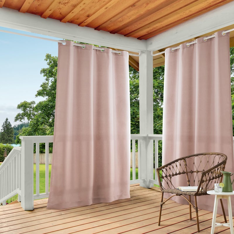 TOWN & COUNTRY BASICS TOWN  COUNTRY BASICS Cabana Solid Heavyweight Indoor Outdoor Curtains Light Filtering Opacity with Grommet Top Water Repellent 2Pack Set 54x84 Blush 