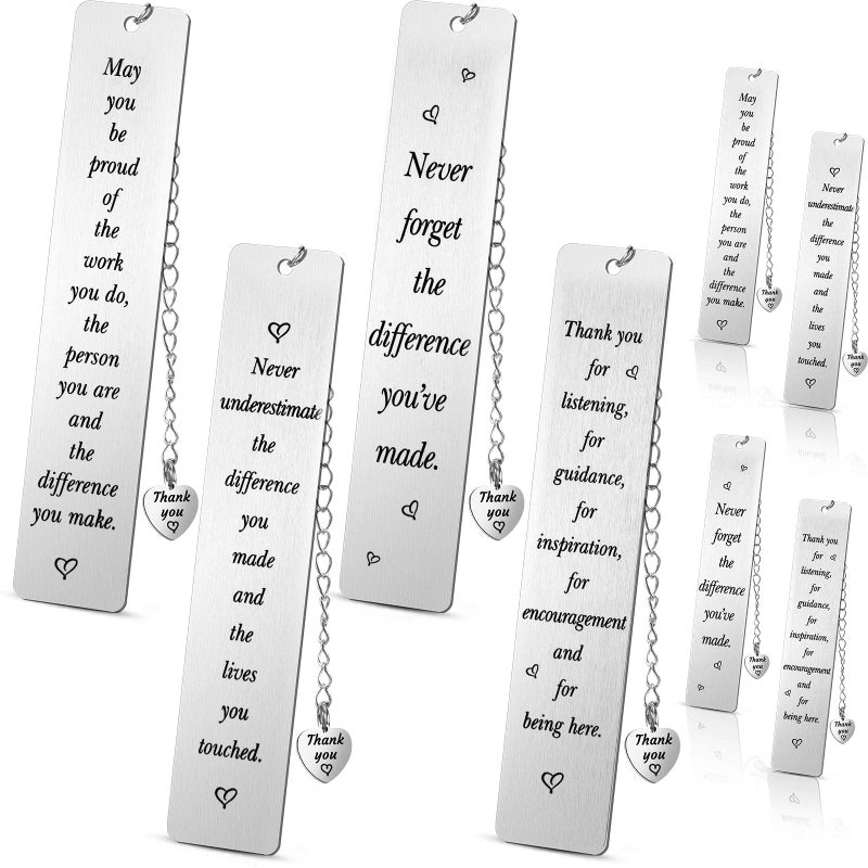 Ferraycle 8 Pcs Metal Bookmark Bulk Teacher Appreciation Gifts Never Forget The Difference You Make Bookmark for Friends Teacher Classmate Book Lovers Christmas New Year Graduation Gifts - Image 1
