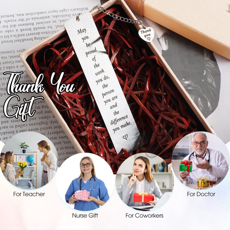 Ferraycle 8 Pcs Metal Bookmark Bulk Teacher Appreciation Gifts Never Forget The Difference You Make Bookmark for Friends Teacher Classmate Book Lovers Christmas New Year Graduation Gifts - Image 4