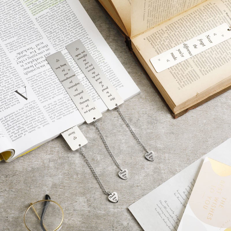 Ferraycle 8 Pcs Metal Bookmark Bulk Teacher Appreciation Gifts Never Forget The Difference You Make Bookmark for Friends Teacher Classmate Book Lovers Christmas New Year Graduation Gifts - Image 5
