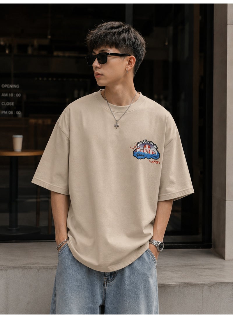 Oversized Beige City Graphic T-Shirt Streetwear - Image 1