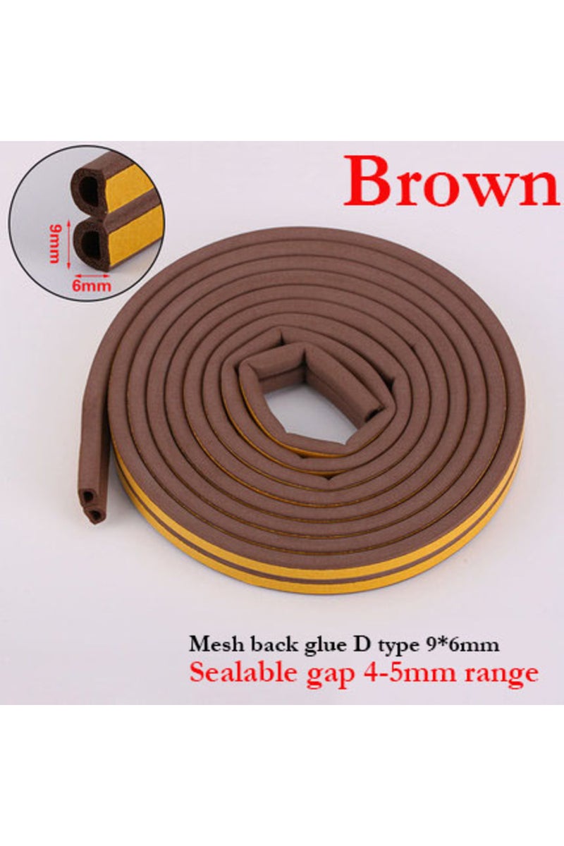Brown D 9x6mm 5Meters DIPE Self-Adhesive Door And Window Sealing Strip Glass Window Anti-Collision R