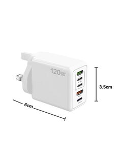 Generic 5 Ports USB C Fast Charger with Cable C PD 120W QC 3.0 Fast Wall Mains Power Delivery Adapter for iPhone 15 Series,iPad, Laptops,  Pro/Air,Huawei,Samsung Galaxy etc White  - Image 2