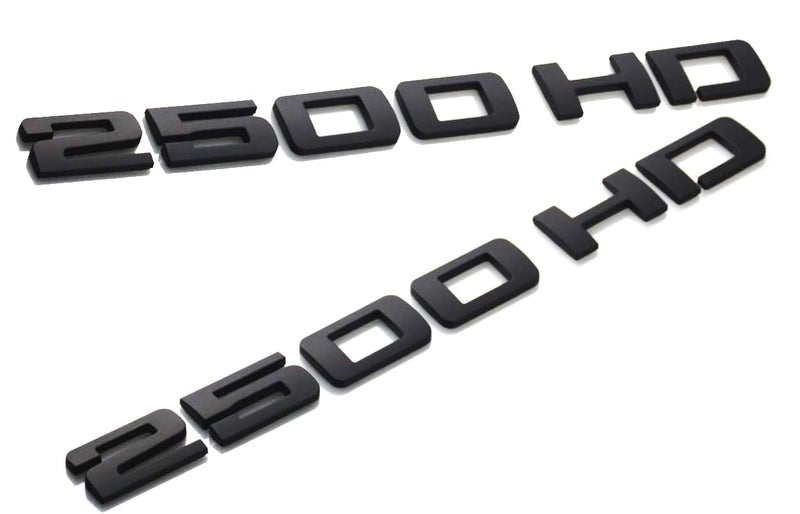 ChezMax 2pcs Badges 2500HD 2500 HD Emblem 3D Decal Suitable for Both Side Doors or Tail Doors (Black) - Image 1