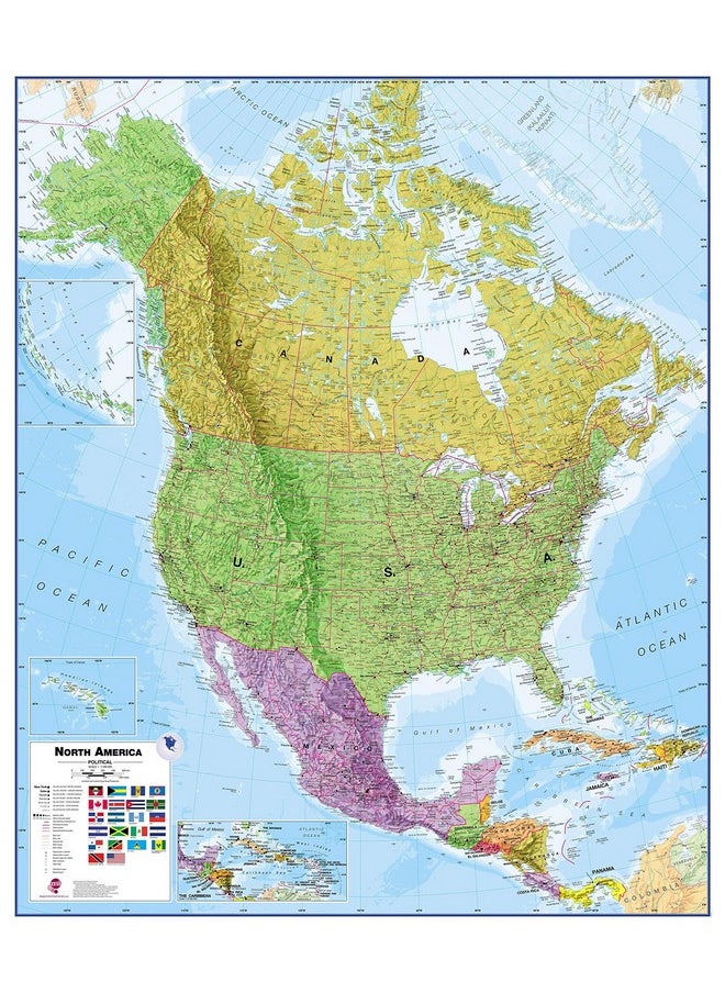 Maps International - Large Political North America Wall Map - Laminated - 48 X 36 - Image 1