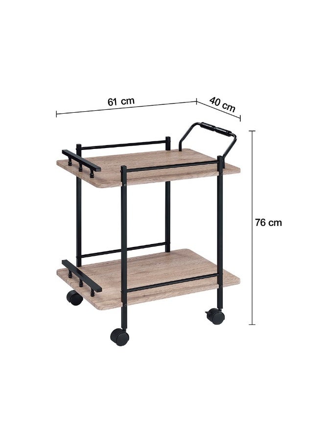 DANUBE HOME Acron Serving Trolley - Stylish Oak Grey/Black Engineered Wood Dining Room Furniture, Ideal for Serving & Storage, Size: L61xW40xH76cm, Ideal for Modern Homes - Image 3