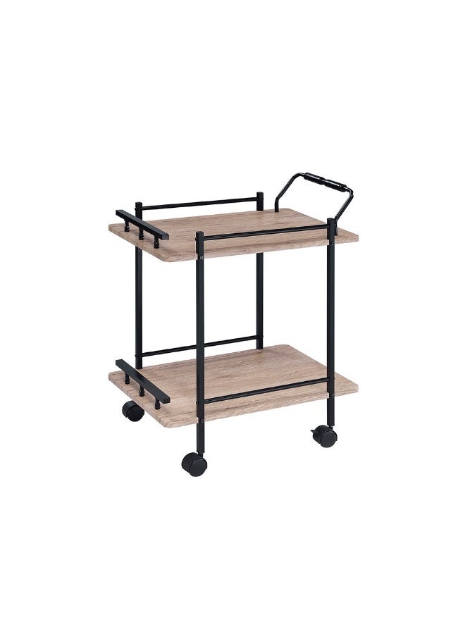 DANUBE HOME Acron Serving Trolley - Stylish Oak Grey/Black Engineered Wood Dining Room Furniture, Ideal for Serving & Storage, Size: L61xW40xH76cm, Ideal for Modern Homes - Image 2