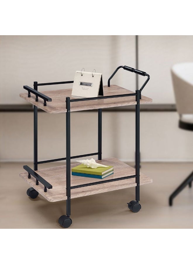 DANUBE HOME Acron Serving Trolley - Stylish Oak Grey/Black Engineered Wood Dining Room Furniture, Ideal for Serving & Storage, Size: L61xW40xH76cm, Ideal for Modern Homes - Image 1