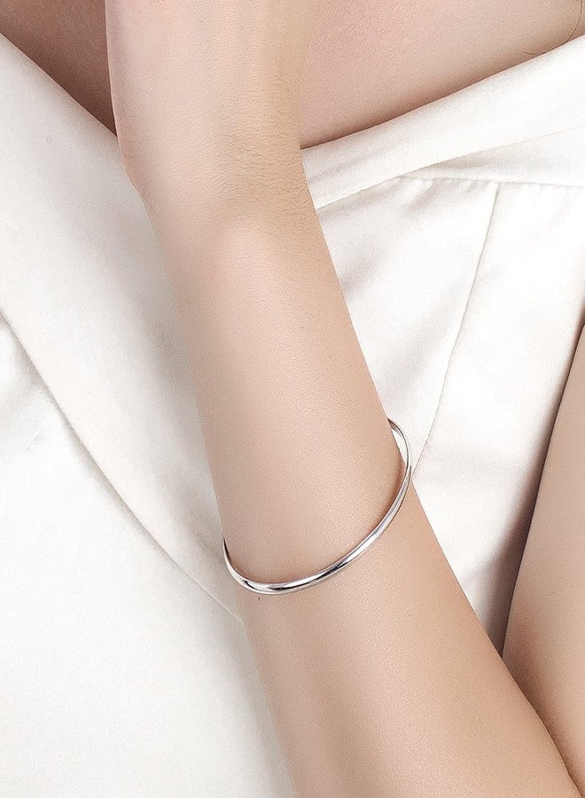 Dankadi Minimalist Original 925 Sterling Silver Banglest Women DIY Stackable 1/2/3.Countless Set Bracelet 2MM Thick Diameter 60mm-65mm-68mm Jewelry Gift Wife Her, Diameter 68MM, Sterling Silver Silver, no - Image 2