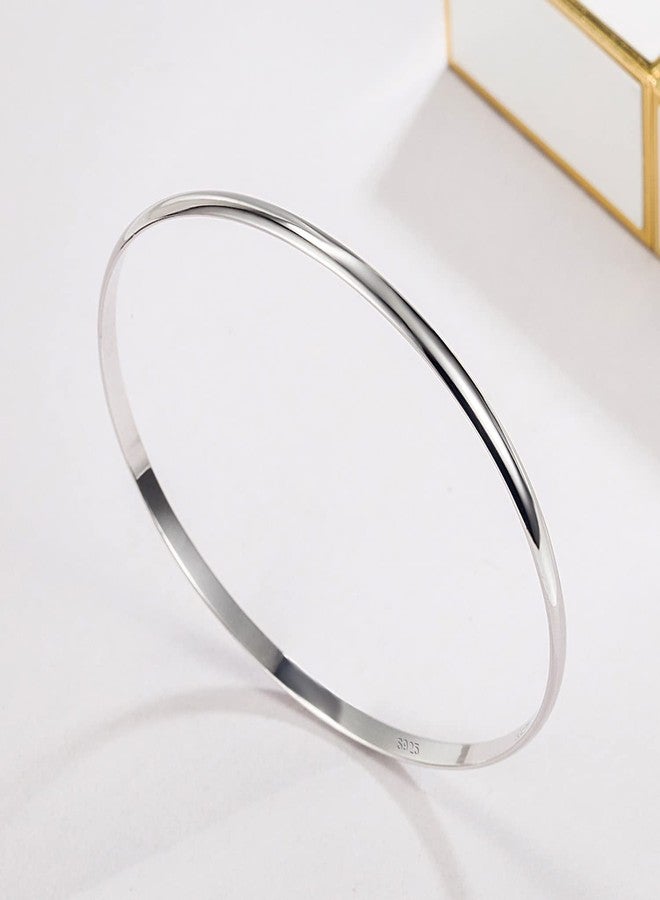 Dankadi Minimalist Original 925 Sterling Silver Banglest Women DIY Stackable 1/2/3.Countless Set Bracelet 2MM Thick Diameter 60mm-65mm-68mm Jewelry Gift Wife Her, Diameter 68MM, Sterling Silver Silver, no - Image 5