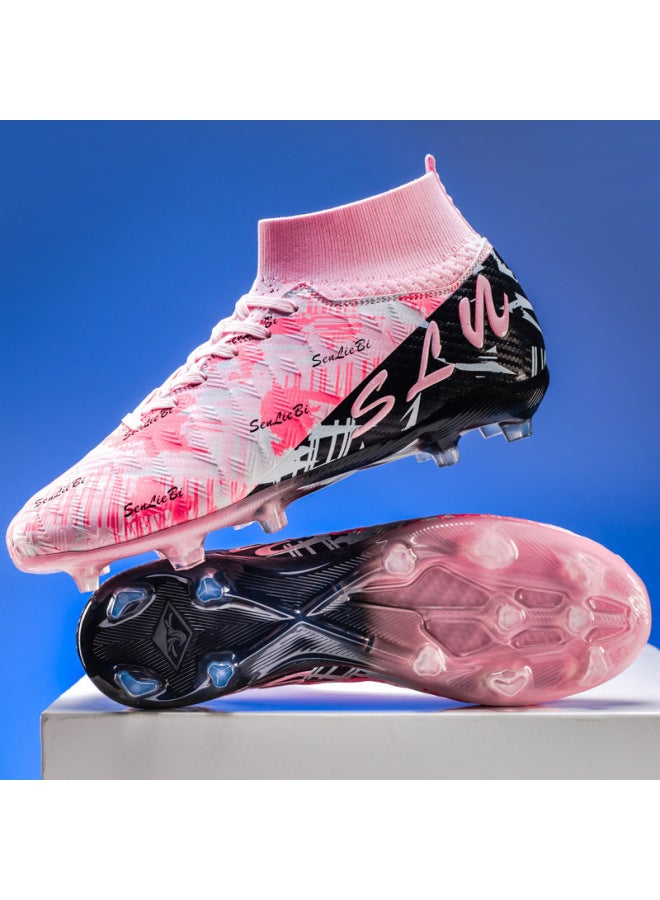 High-top Soccer Shoes For Boys And Girls, Tf Cleats For Adults, Breathable Non-slip Long-studded Professional Sports Shoes