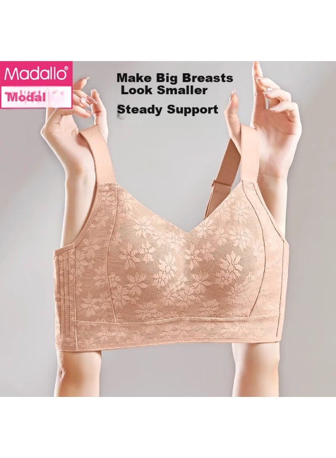 Modal Full Coverage Bra For Women, Thin And Seamless, Plus Size, Anti-sagging, Push-up, Small Chest Enhancement, Full Cup, M
