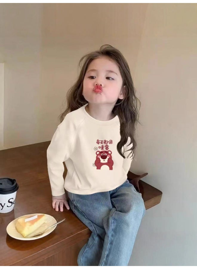 Girls' Pure Cotton Long-sleeve T-shirt Cartoon Spring And Autumn New Round Neck Base Shirt Children's Fashion Sweet Top - Image 4