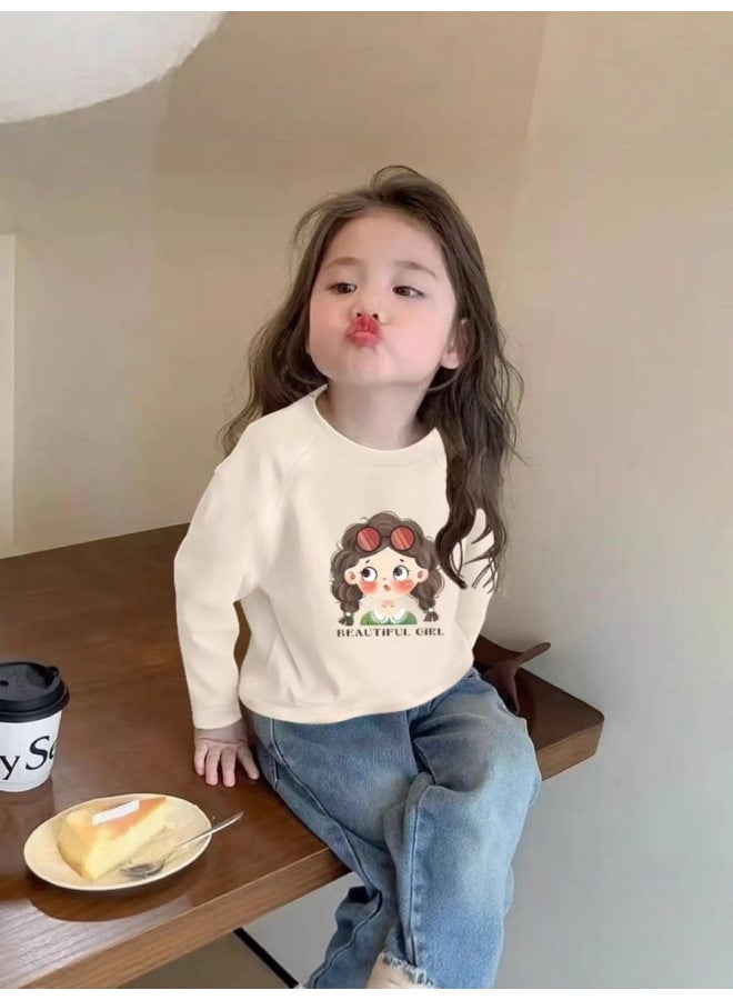 Girls' Pure Cotton Long-sleeve T-shirt Cartoon Spring And Autumn New Round Neck Base Shirt Children's Fashion Sweet Top - Image 2