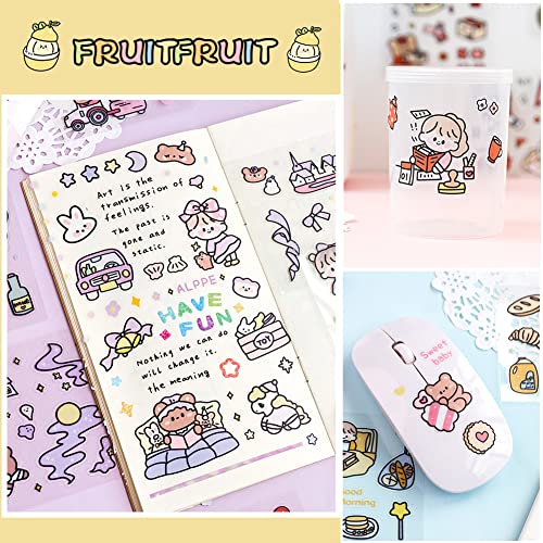 SKIONCE Kawaii Stickers Set (100 Sheets) - Cute PET Transparent Cartoon Animal Flower Decorative Scrapbook Sticker for Bullet Journaling,DIY Arts Crafts,Album,Planners,Junk Journal,Calendars and Notebook - Image 5