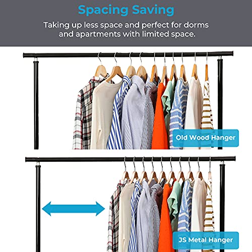 JS Hanger Lightweight Non Slip Wooden Hangers - 30 Pack Heavy Duty Wood Coat Hangers with Soft Stripes for Camisole, Jacket, Dress Clothes, Sweater, Natural Finish - Image 5