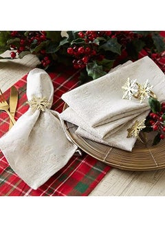 DII Holiday Dining Table Linen Sparkle Metallic Kitchen Decor Napkin Set 20X20 Jacquard Snowflakes 6 Piece  - Image 4