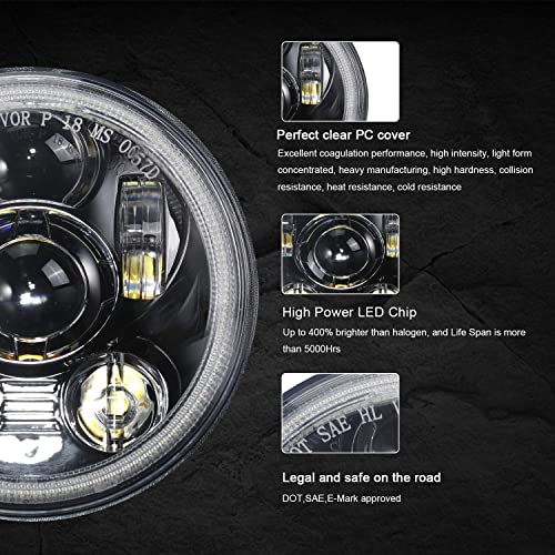 SUNPIE Halo 5-3/4 5.75 Inch Head light Motorcycle Compatible with Sportster XL883 XL1200 - Image 4